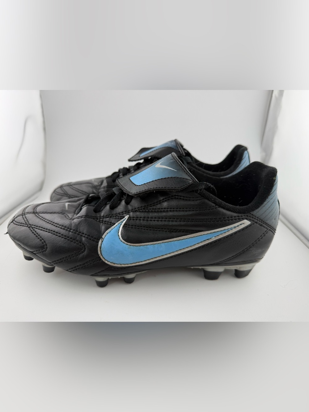 Nike Premier II FG Leather Soccer Cleats - Black/Blue Size 7.5